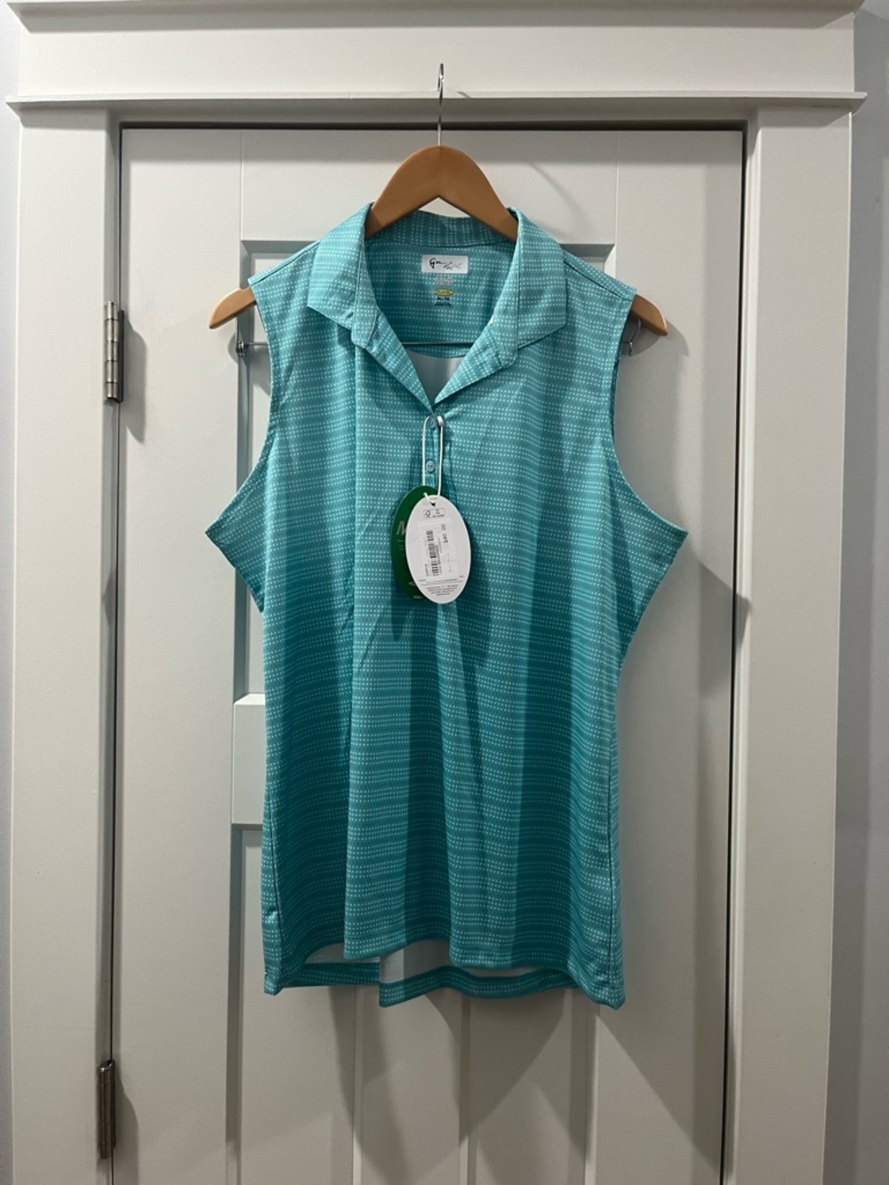 Greg Norman Women's XL NWT Golf Sleeveless Polo Performance blue coral white